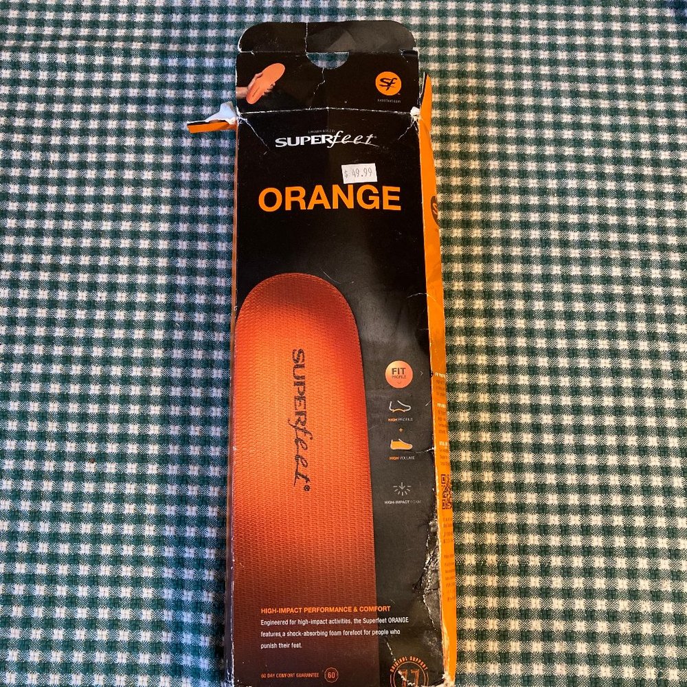 Superfeet, ORANGE sz E,  Men 9.5-11, Women 10.5-12